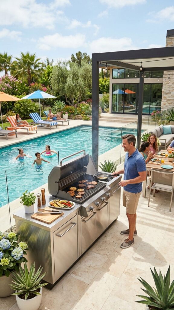 2. Position the Grill With Pool Views