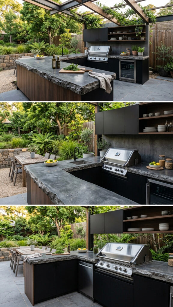 2. Poured Concrete Countertops With Raw Edges