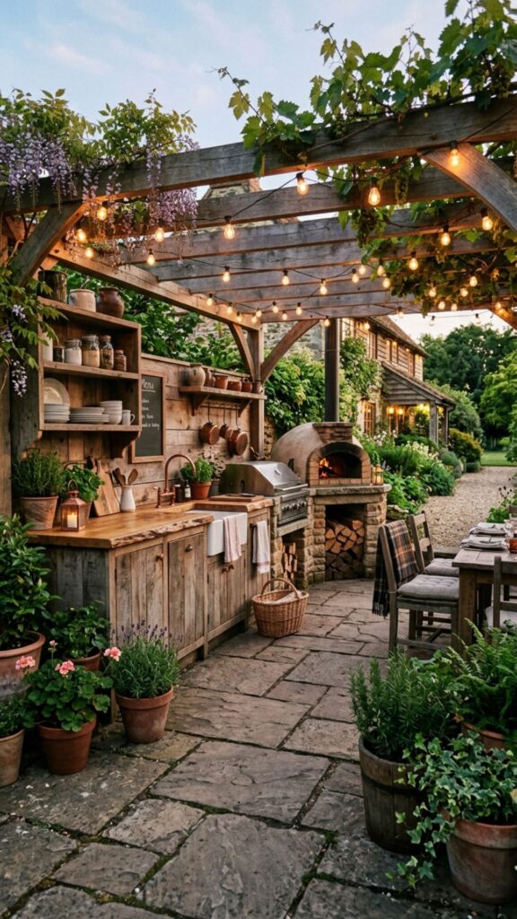 2. Rustic Wood and Stone Blend