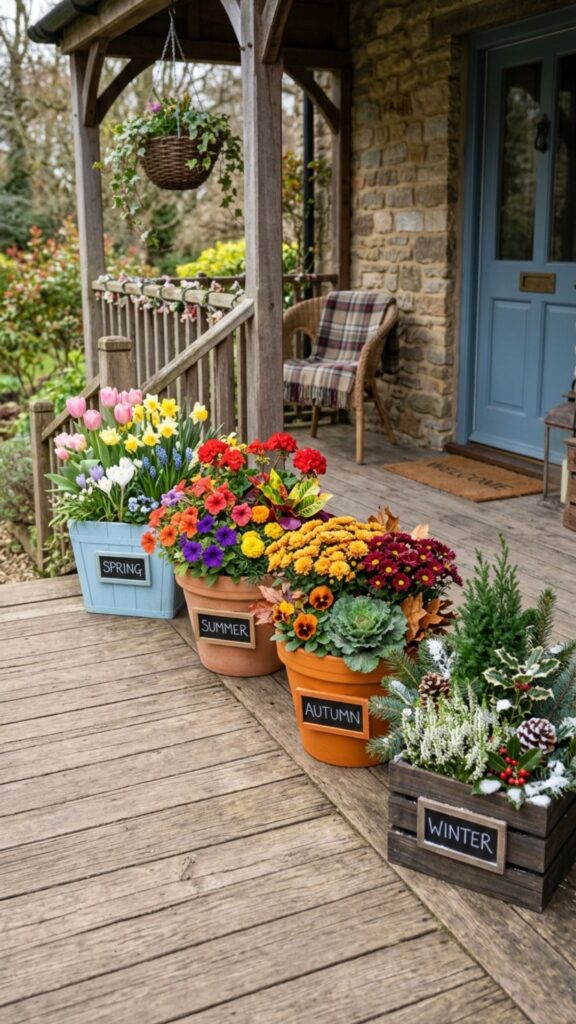 2. Seasonal Color-Coded Planters