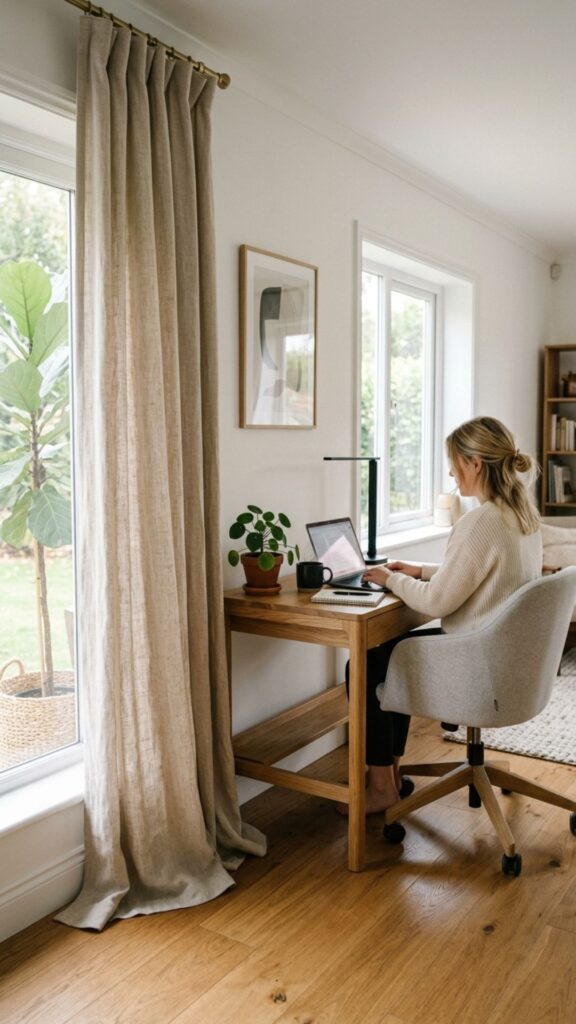 2. Try Floor-Length Linen Curtains