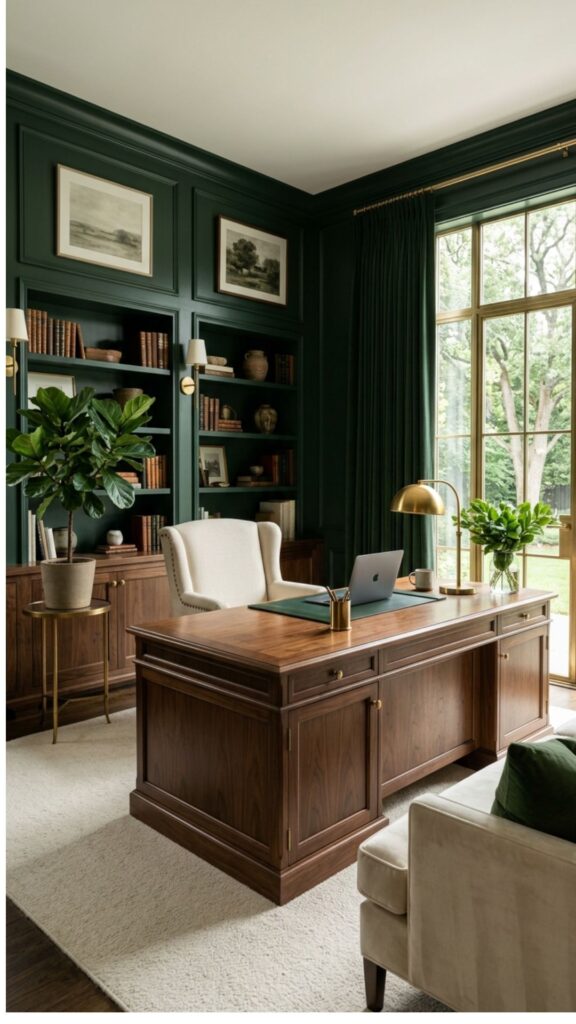 2. Try a Deep Forest Green Office