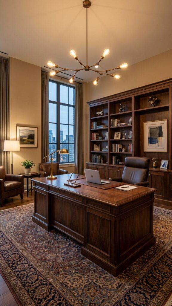 2. Use a Large Desk as the Room’s Centerpiece