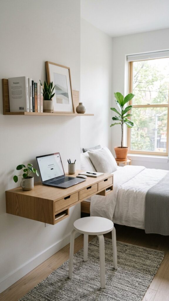 2. Use a Wall-Mounted Desk to Save Floor Space
