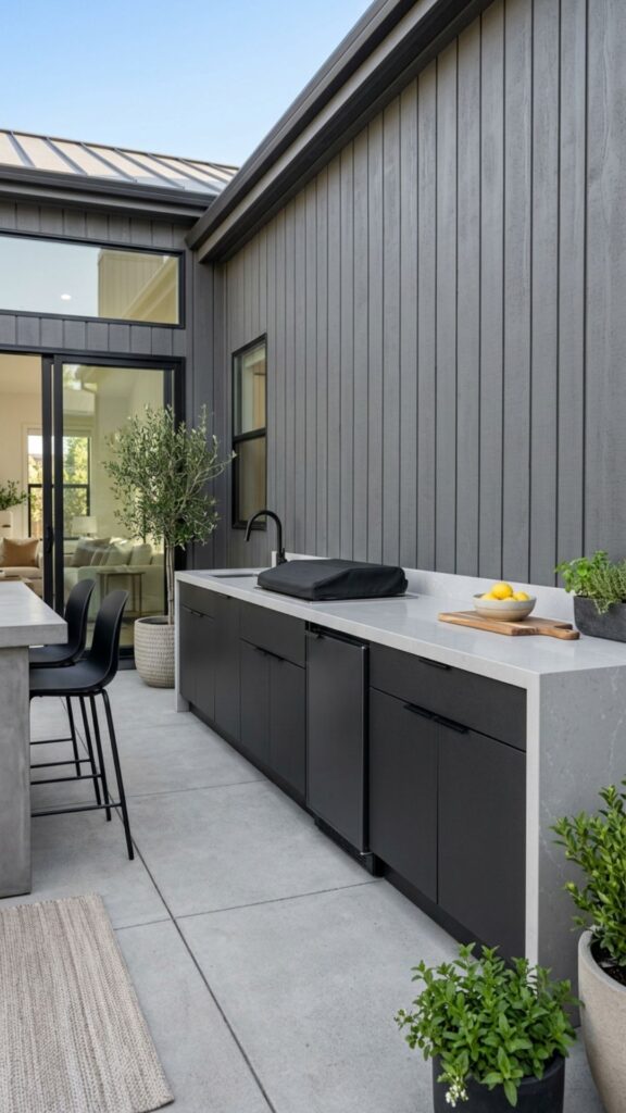 2. Weatherproof Cabinetry That Matches Your Siding
