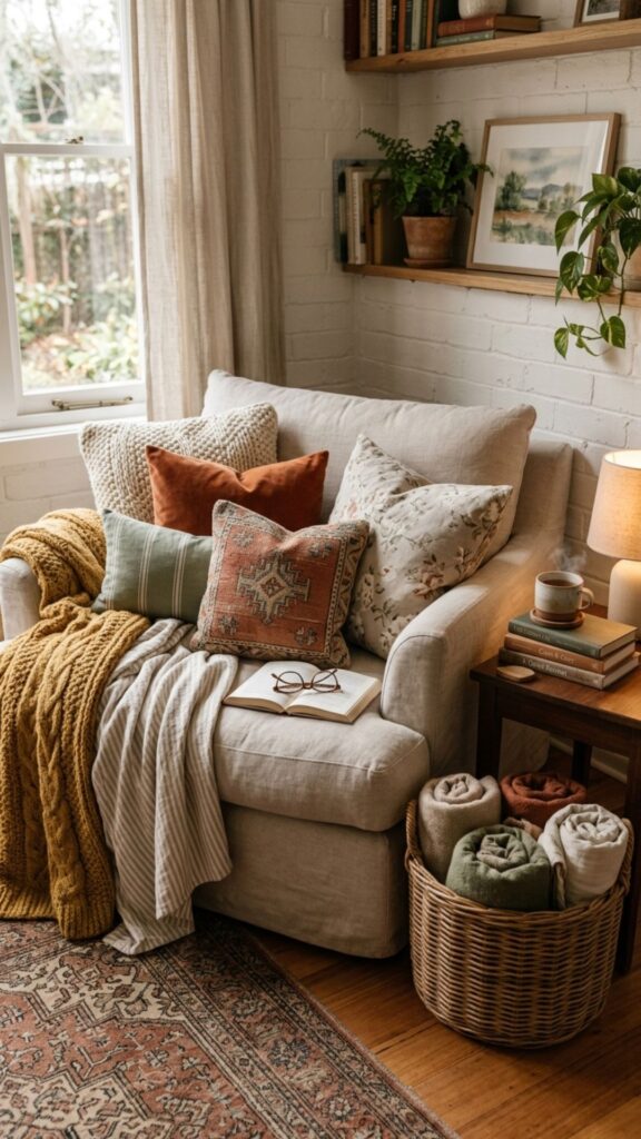 20. A Cozy Layered Textile Corner