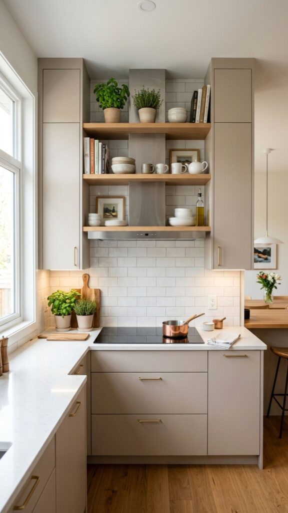 20. Combine Closed Cabinets and Open Storage