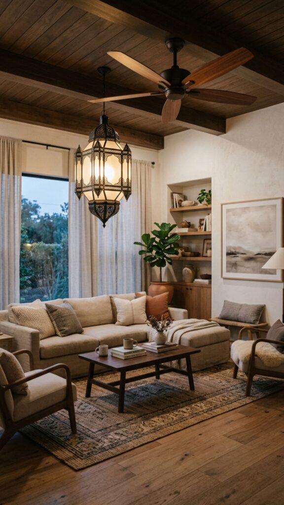 20. Install a Statement Ceiling Fan or Lantern