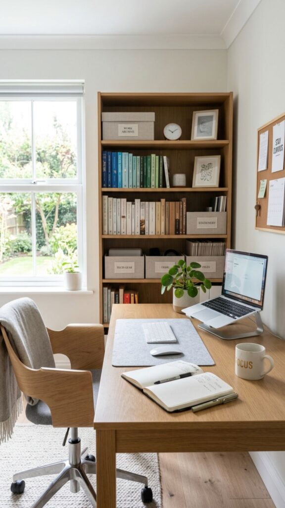 20. Keep Your Bookshelves Organised for Better Productivity