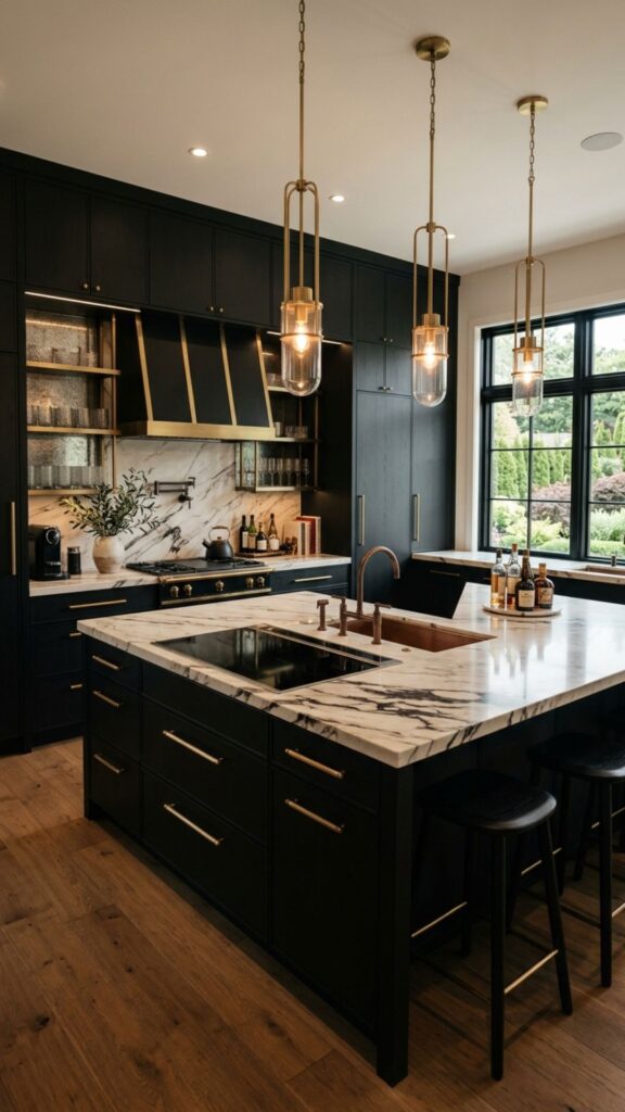 20. Luxury Black Kitchen With Designer Details