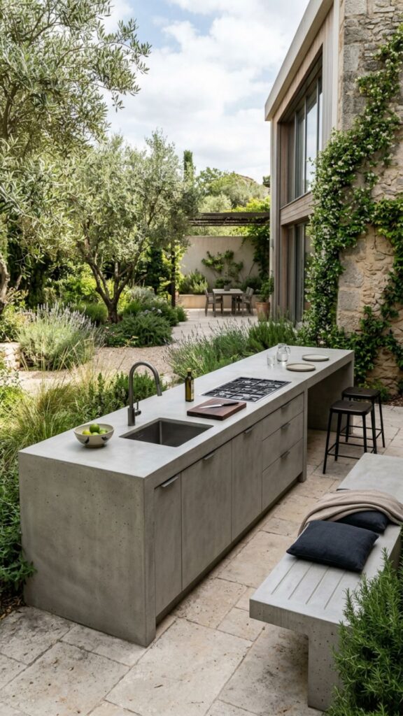 20. Minimalist Monolithic Concrete Kitchens