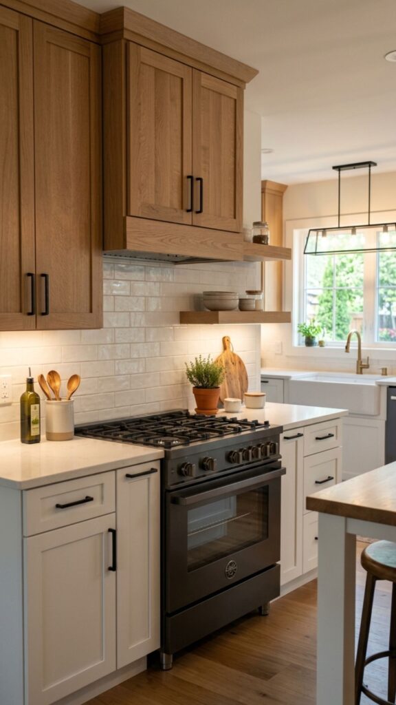 20. Modern Farmhouse Cabinets Above Stove