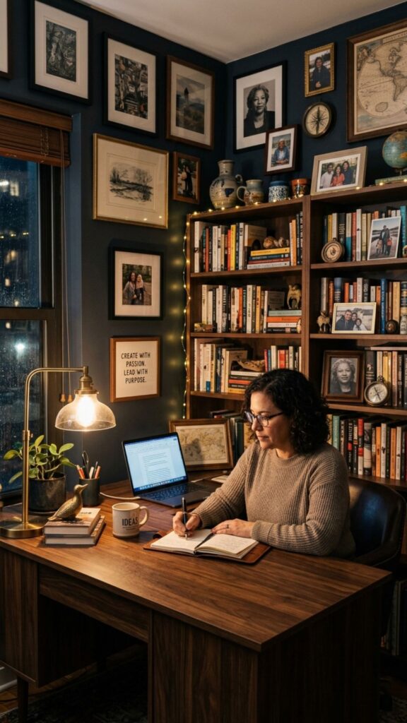 20. Personalize Your Dark Office Design