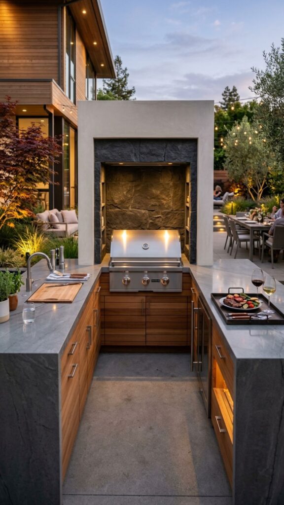 3. A Built-In Grill Recessed Into the Wall