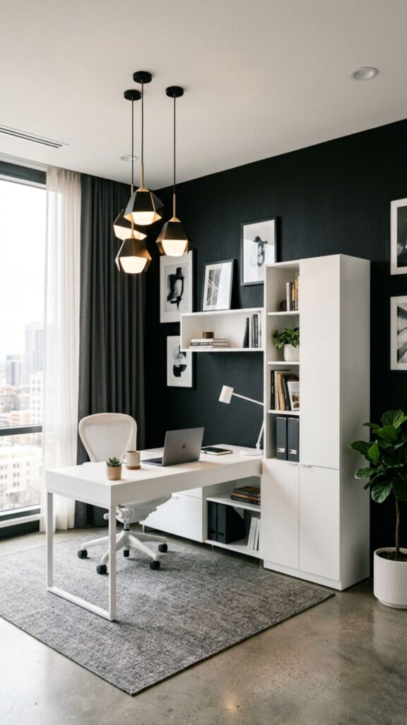 3. Add Black Accent Walls for a Bold Look