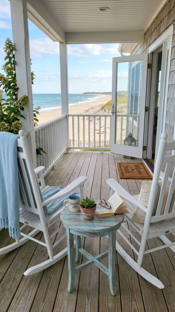 3. Add Classic White Rocking Chairs
