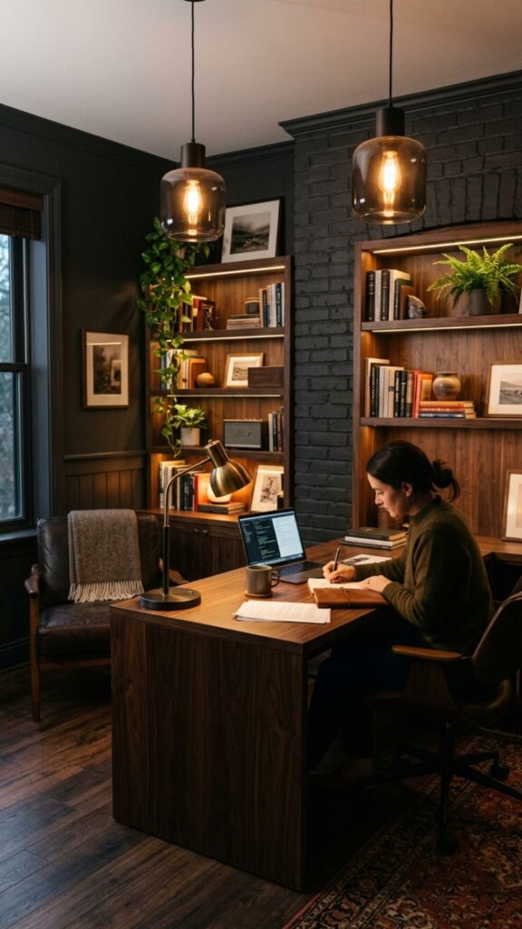 3. Add Warm Lighting to Balance Dark Colors