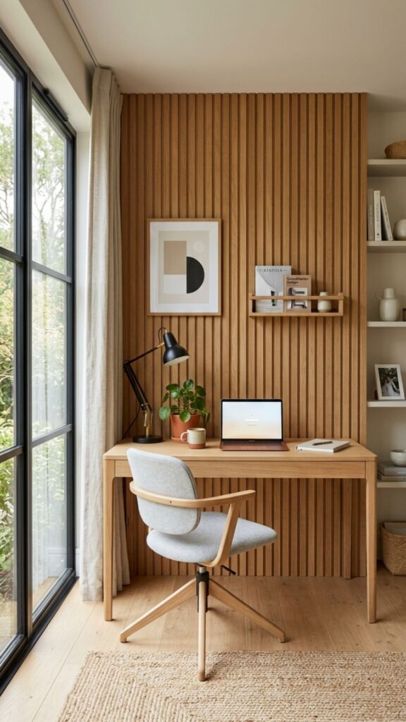 3. Add Warmth With Wood Slat Panels