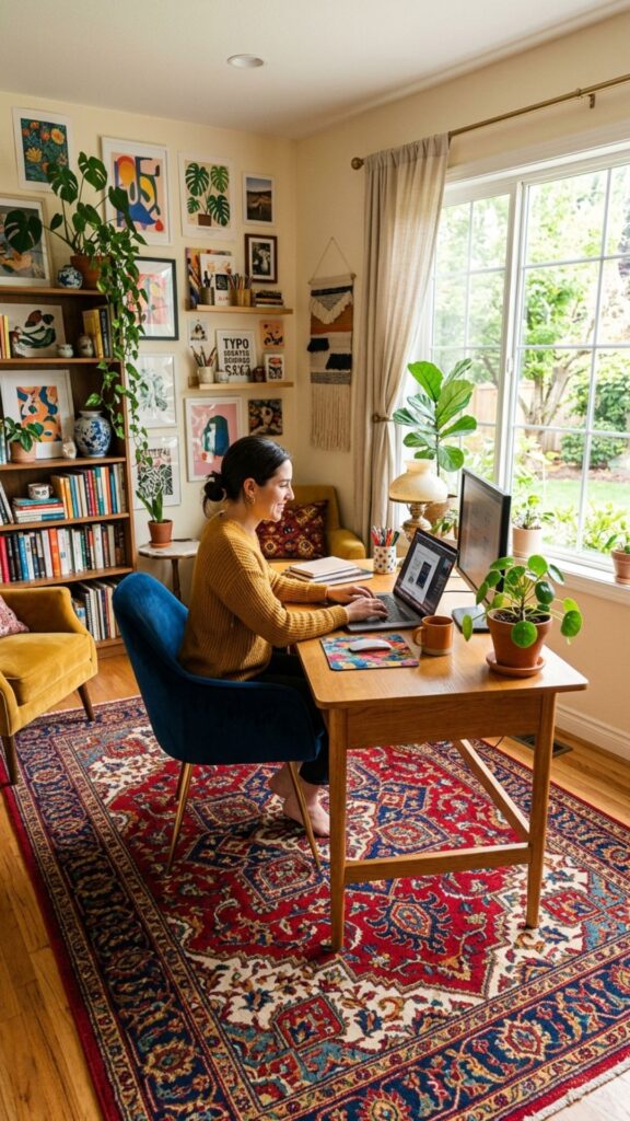 3. Add a Bold Patterned Rug