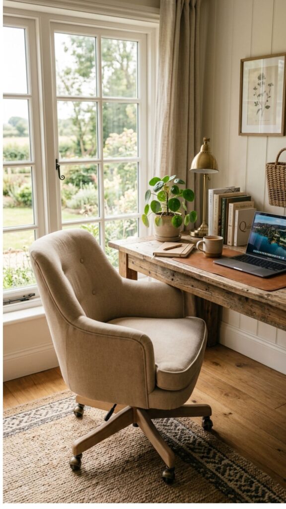 3. Add a Comfortable Upholstered Office Chair