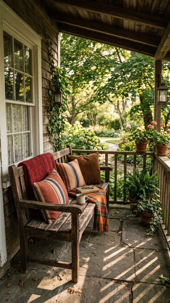 3. Add a Cozy Bench with Soft Cushions