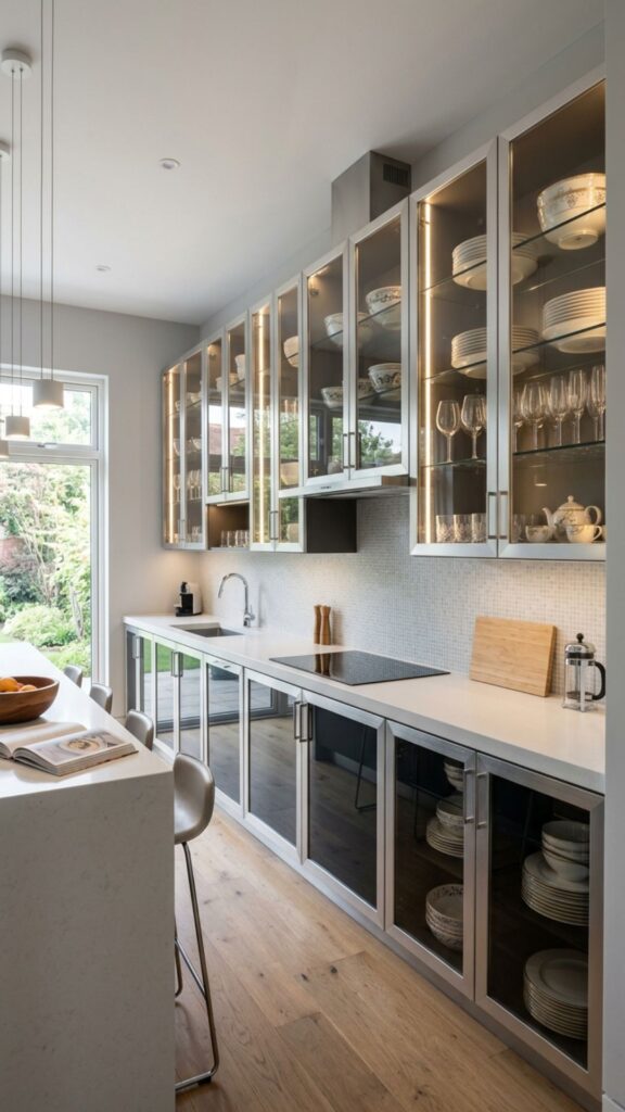 3. Aluminum Cabinets with Glass Doors