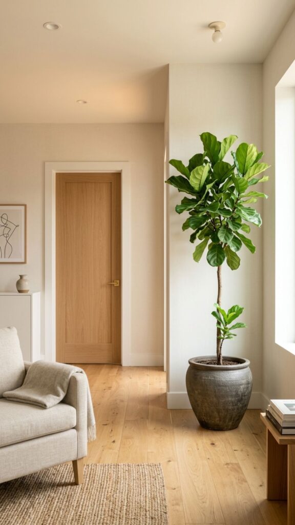 3. Balance the Door With a Tall Plant on the Opposite End