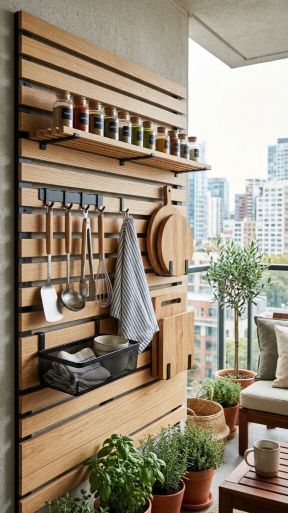 3. Build Vertical Storage With a Slatted Rail System