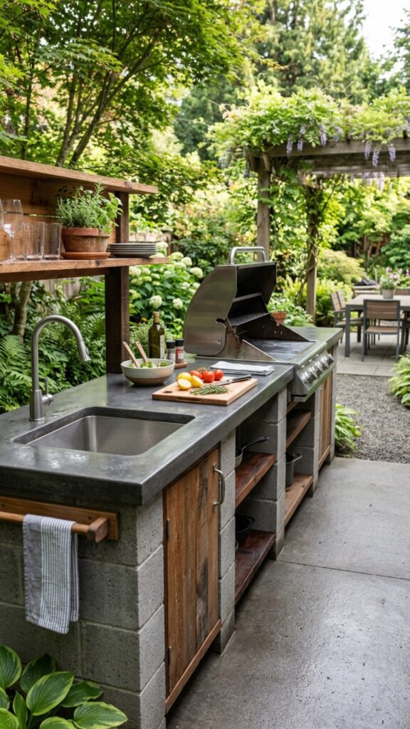 3. Cinder Block Base with Concrete Countertop
