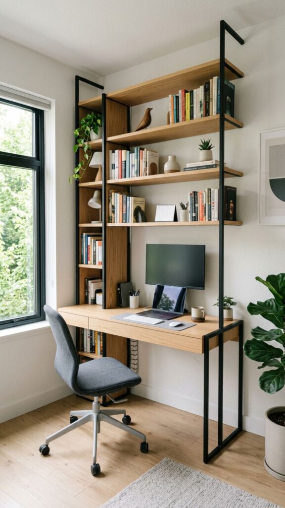 3. Combine a Desk and Bookshelf Unit