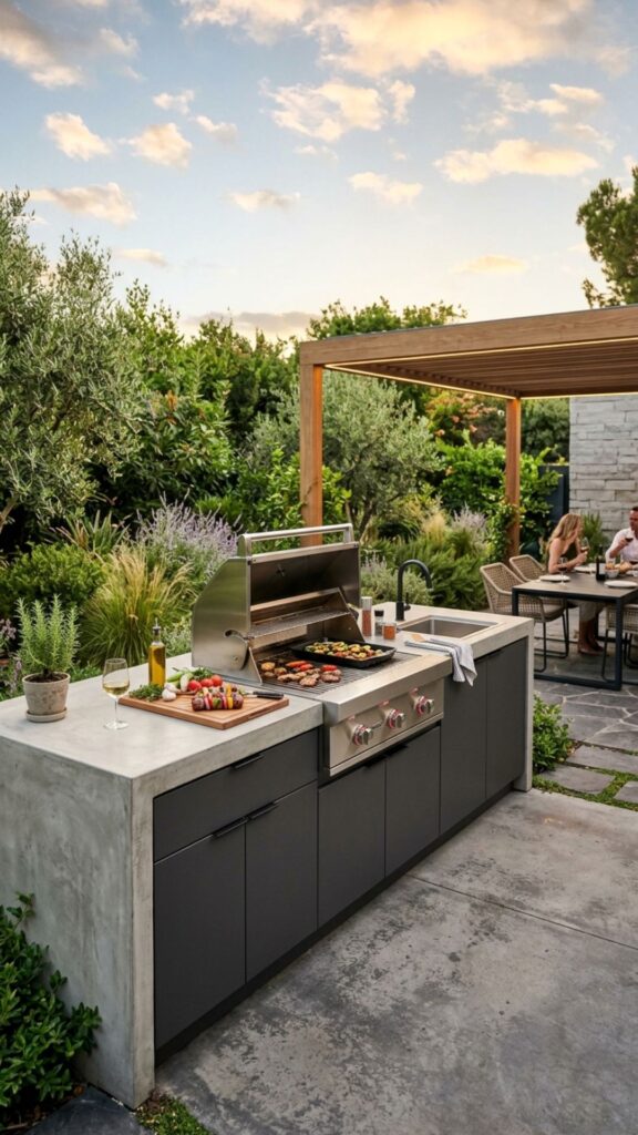 3. Concrete Countertop Cooking Station