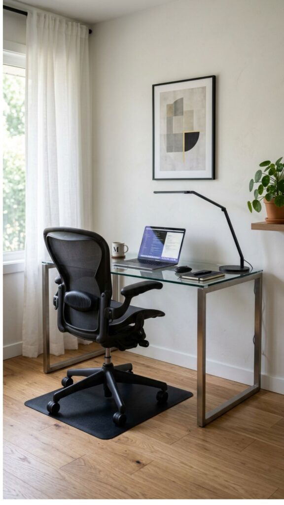 3. Create a Minimalist Black-and-Glass Office