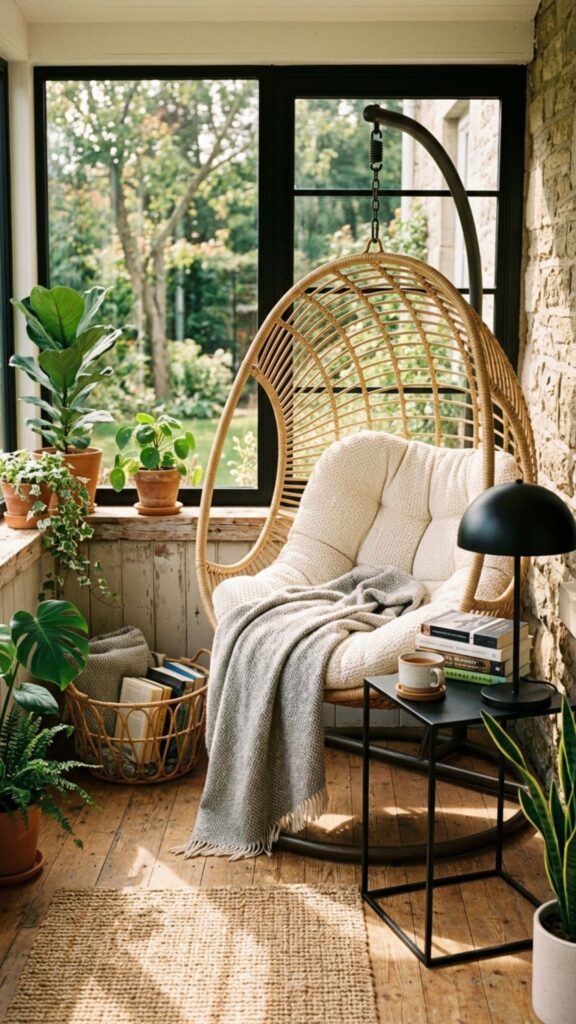 3. Create a Reading Corner With a Standing Egg Chair