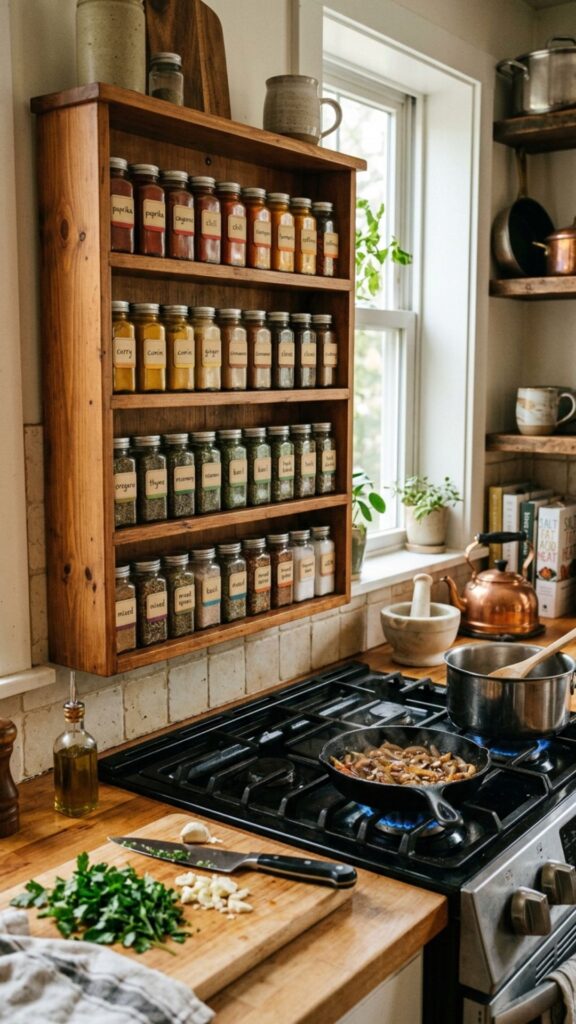3. Create a Spice Cabinet Near the Cooking Zone