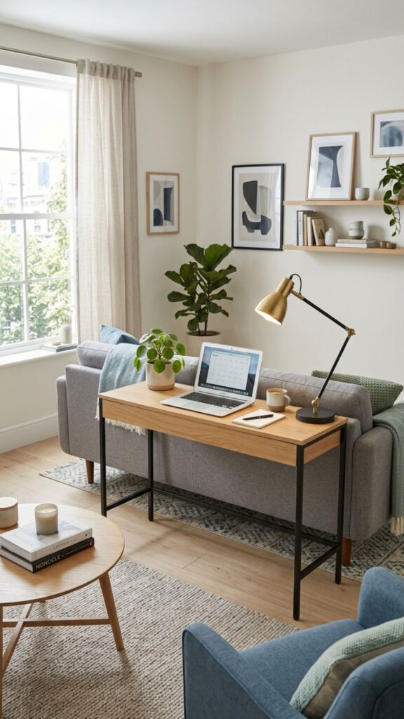 3. Create an Office Behind the Sofa