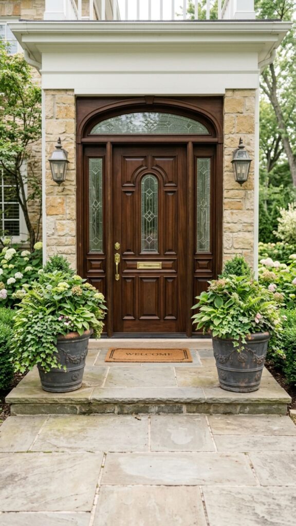 3. Frame the Door With Symmetrical Planters