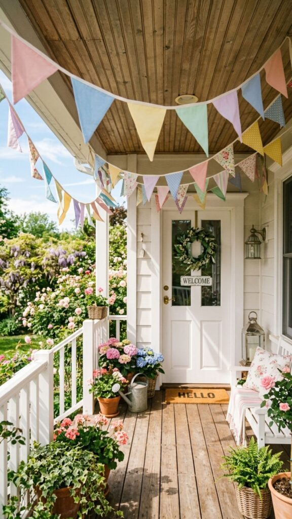 3. Hang Pastel Bunting and Fabric Banners