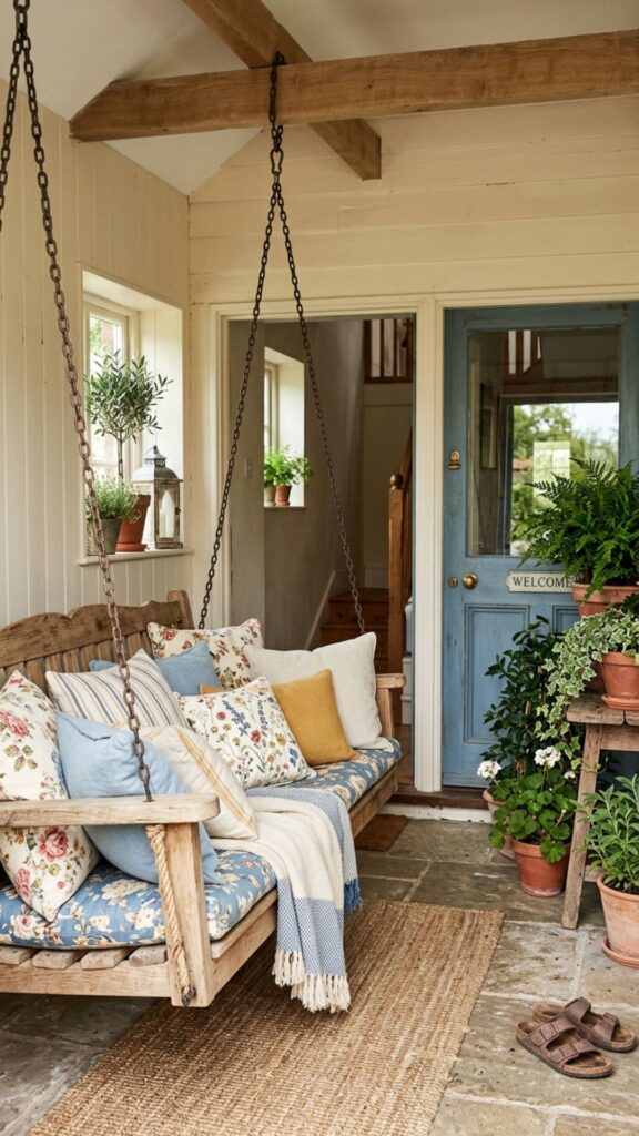 3. Hang a Porch Swing for Instant Charm