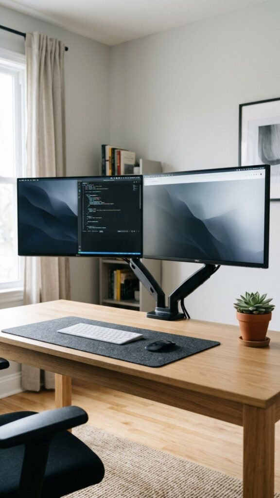 3. Install Monitor Arms for a Cleaner Look