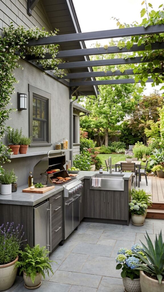3. Install an L-Shaped Counter Against the House