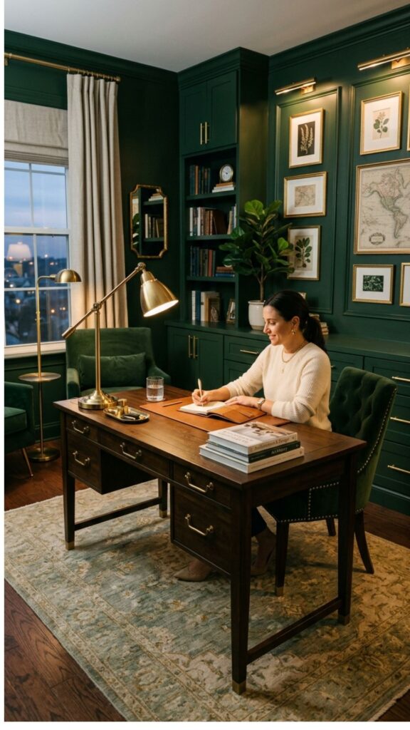 3. Pair Hunter Green With Brass Accents