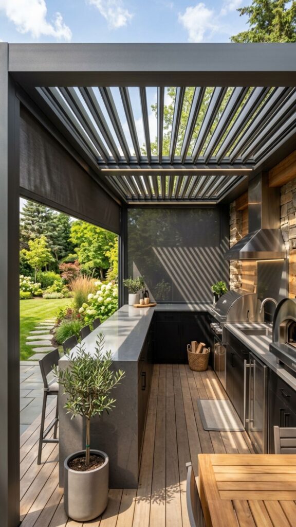 3. Pergola with Retractable Panels