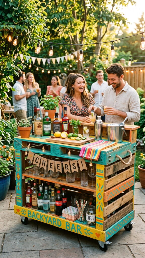 3. Rustic Pallet Bar Cart