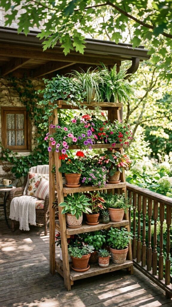 3. Tiered Plant Stands for Small Porches