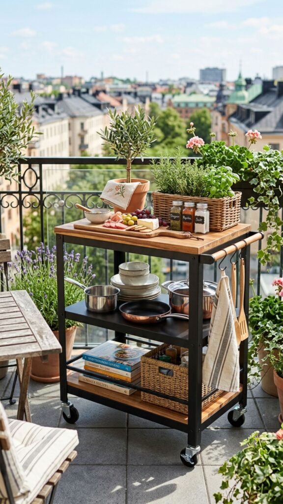 3. Use a Rolling Kitchen Cart