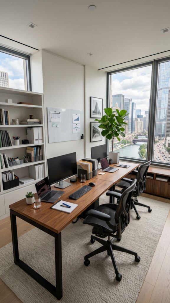 3. Use an L-Shaped Double Desk Layout for Better Space Management