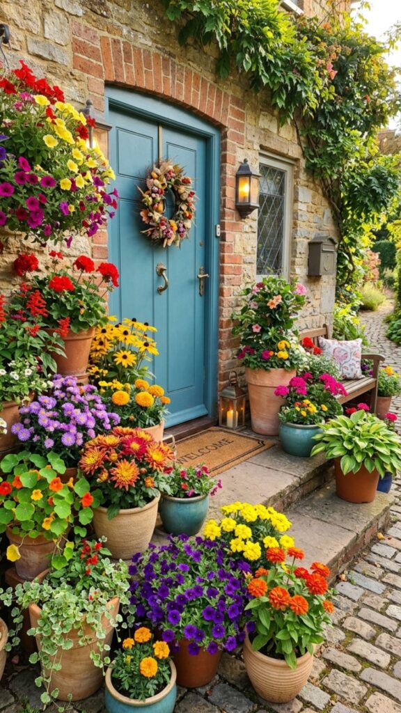 4. Add Color with Seasonal Flower Pots