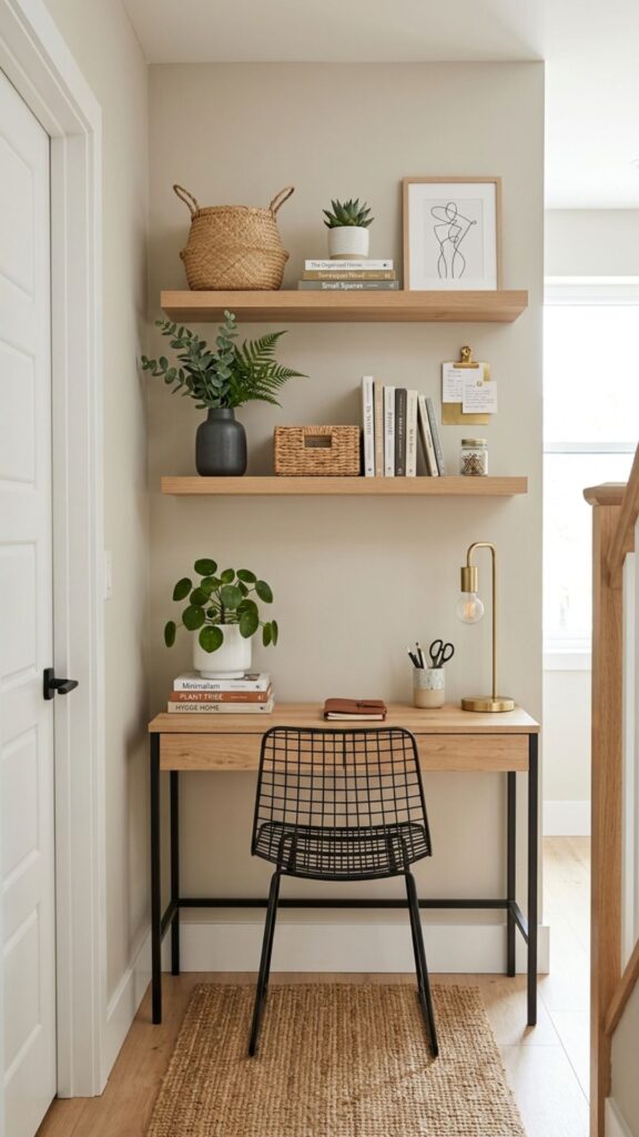 4. Add Floating Shelves Above the Desk