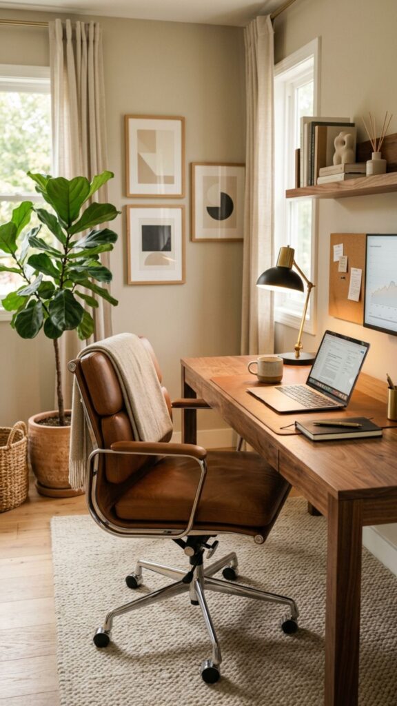 4. Add a Brown Leather Office Chair