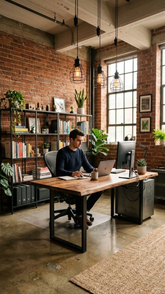 4. Add a Modern Industrial Basement Office Style